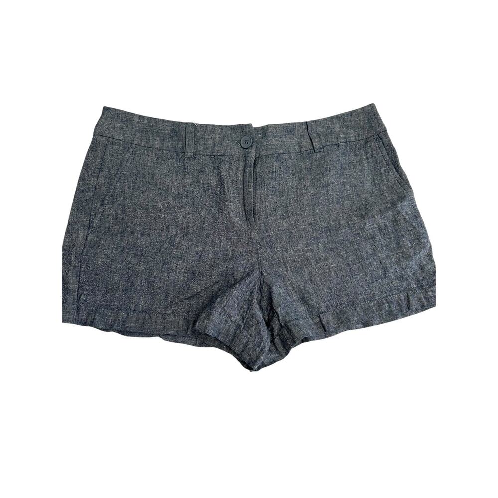 Ann Taylor Loft Shorts Womens 8 Blue Linen Blend 4" Short Casual Everyday Chinos